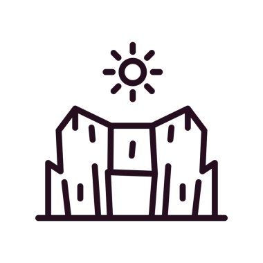 Beyaz arkaplanda dağlar ve doğa simgesi