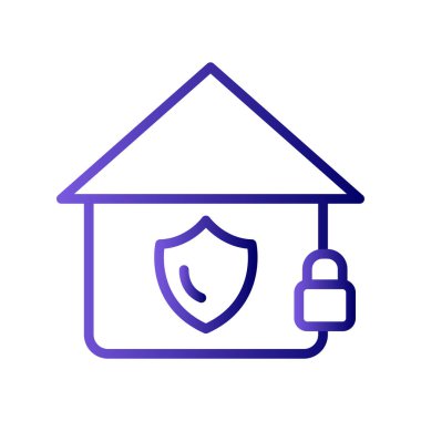 Güvenli ev simgesi, vektör illüstrasyonu