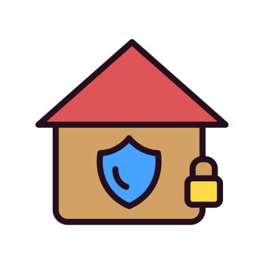 Güvenli ev simgesi, vektör illüstrasyonu
