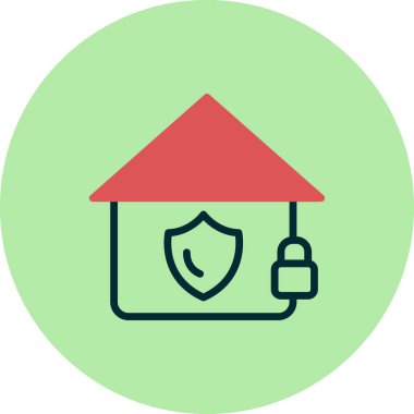 Güvenli ev simgesi, vektör illüstrasyonu