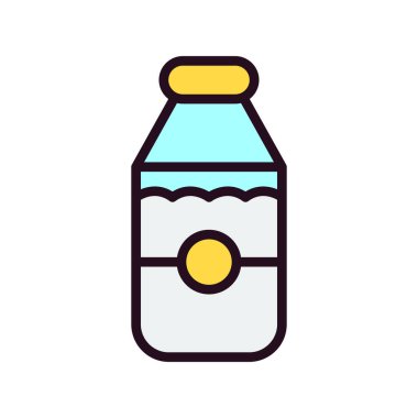 Süt ikonu vektörü. İnce çizgi işareti. İzole edilmiş kontür sembolü gösterimi