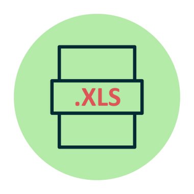 .XLS dosya biçimi simgesi, vektör illüstrasyonu