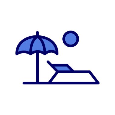 Plaj ve şemsiye simgesinin vektör çizimi 