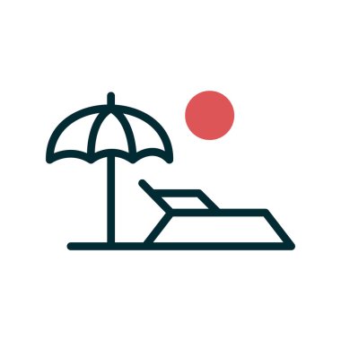 plaj şemsiye ikonu vektör illüstrasyonu