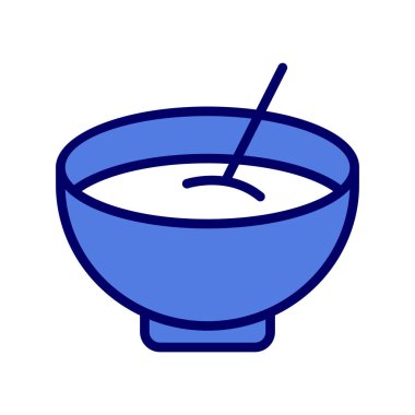 Bir kase çorba ikonu vektör illüstrasyonu