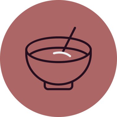 Bir kase çorba ikonu vektör illüstrasyonu
