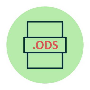 .Ods dosya biçimi simgesi, vektör illüstrasyonu