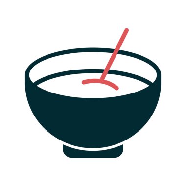 Bir kase çorba ikonu vektör illüstrasyonu