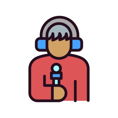 Kulaklıklı adam Avatar karakter vektör illüstrasyon tasarımı