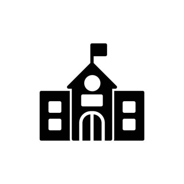 Beyaz arkaplanda izole edilmiş üniversite binası ikonu vektörü, okul şeffaf işareti, sunum için sağlam pictogram, web ve