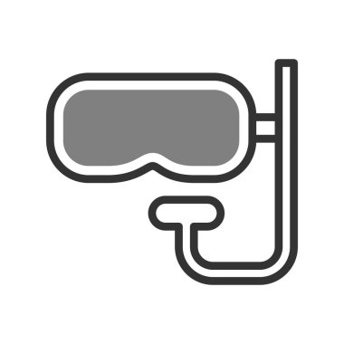 Dalış maskesi ikon vektörü. Dalgıç işareti var. izole edilmiş çizgi simgesi siyah illüstrasyon