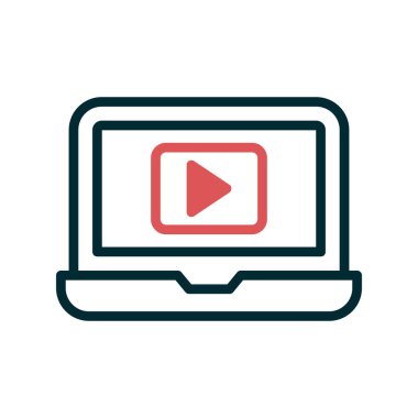 Video oynatıcı simge vektörü. İnce çizgi işareti. izole edilmiş sınır sembolü çizimi