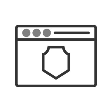 Web ve mobil uygulama tasarımınız için beyaz arkaplanda izole edilmiş tarayıcı simgesi vektörü, güvenli logo konsepti