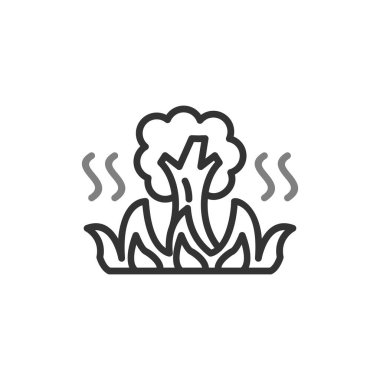 Ateşin çizgi simgesi, ana hatlı vektör çizimi