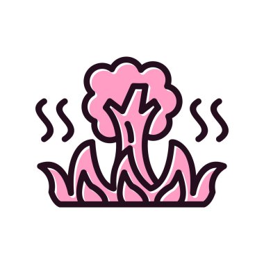 Mor ve beyaz ateş simgesinin vektör çizimi