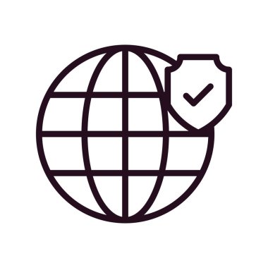 Simge tasarımı ile küresel güvenlik kavramı, vektör illüstrasyonu 10 eps grafik.