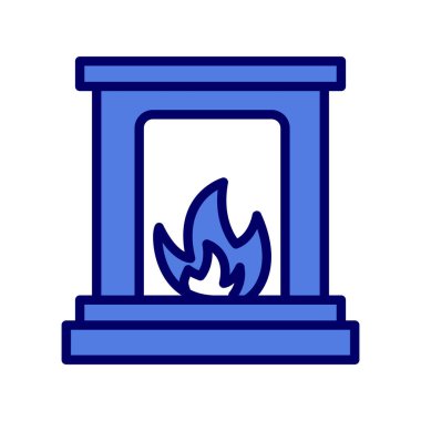 Şömine simgesi, modern vektör illüstrasyon tasarımı. 