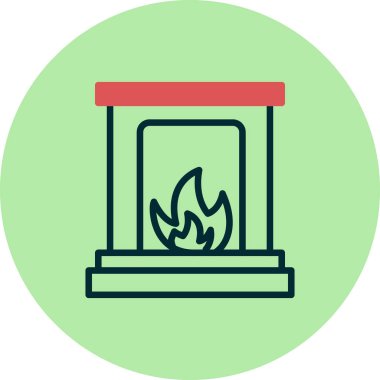 Şömine simgesi, modern vektör illüstrasyon tasarımı. 