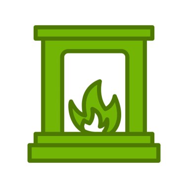 Şömine simgesi, modern vektör illüstrasyon tasarımı. 