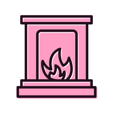 Şömine simgesi, modern vektör illüstrasyon tasarımı. 