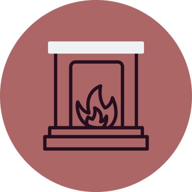 Şömine simgesi, modern vektör illüstrasyon tasarımı. 