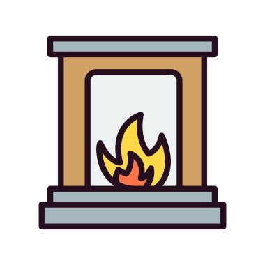 Şömine simgesi, modern vektör illüstrasyon tasarımı. 