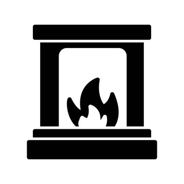 Şömine simgesi, modern vektör illüstrasyon tasarımı. 