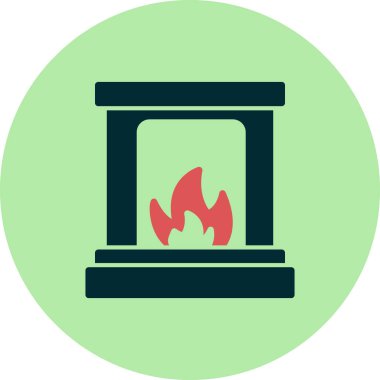 Şömine simgesi, modern vektör illüstrasyon tasarımı. 