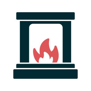 Şömine simgesi, modern vektör illüstrasyon tasarımı. 