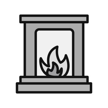 Şömine simgesi, modern vektör illüstrasyon tasarımı. 