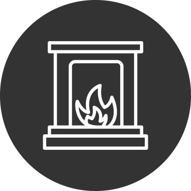 Şömine simgesi, modern vektör illüstrasyon tasarımı. 