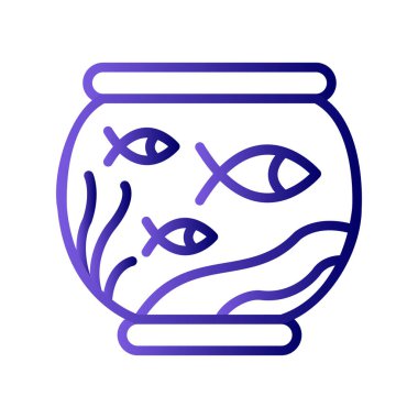 Akvaryum ikonu. Web için balık vektör simgelerinin özet çizimi