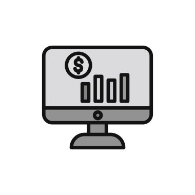 Web ve mobil uygulama tasarımınız için beyaz arkaplanda izole edilmiş bilgisayar simgesi vektörü, logo kavramını izleyin