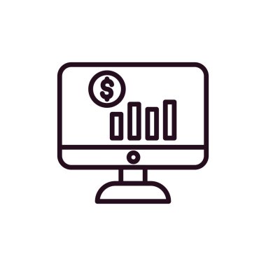 Web ve mobil uygulama tasarımınız için beyaz arkaplanda izole edilmiş bilgisayar simgesi vektörü, logo kavramını izleyin