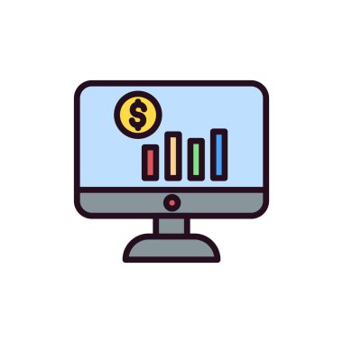 Dolar sembolü vektör illüstrasyon tasarımlı bilgisayar monitörü