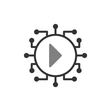 Web ve mobil uygulama tasarımınız için beyaz arkaplanda izole edilmiş video simgesi vektörü, müzik logosu kavramı