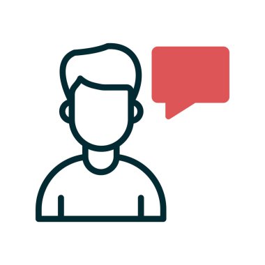 Konuşma balonu çizgisi ikon vektör illüstrasyon tasarımına sahip adam