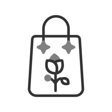 Torba simgesi vektörü. İnce çizgi işareti. İzole edilmiş kontür sembolü gösterimi