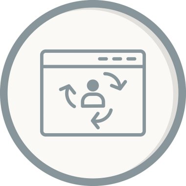 Ziyaretçi simgesi iade ediliyor. Dijital Pazarlama kavramı. Taslak tarzı. Vektör. Beyaz arkaplanda izole et.