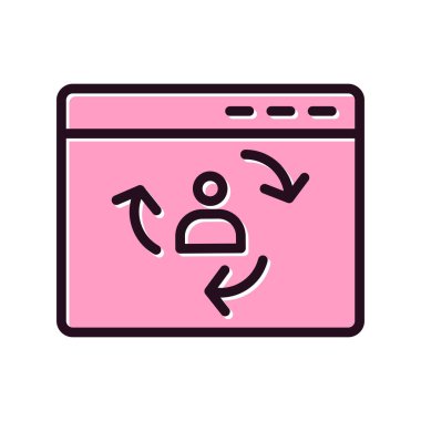 Ziyaretçi simgesi iade ediliyor. Dijital Pazarlama kavramı. Taslak tarzı. Vektör. Beyaz arkaplanda izole et.