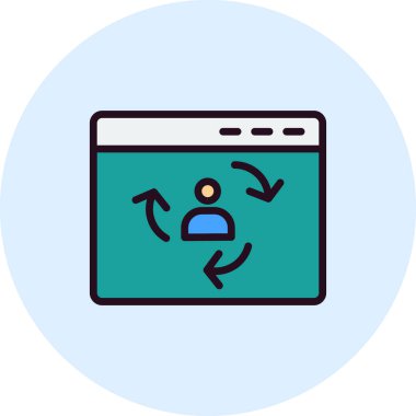 Ziyaretçi simgesi iade ediliyor. Dijital Pazarlama kavramı. Taslak tarzı. Vektör. Beyaz arkaplanda izole et.