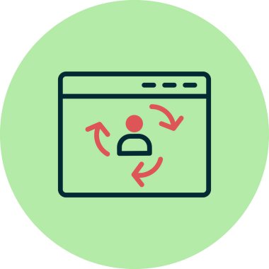 Ziyaretçi simgesi iade ediliyor. Dijital Pazarlama kavramı. Taslak tarzı. Vektör. Beyaz arkaplanda izole et.