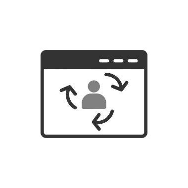 Ziyaretçi simgesi iade ediliyor. Dijital Pazarlama kavramı. Taslak tarzı. Vektör. Beyaz arkaplanda izole et.