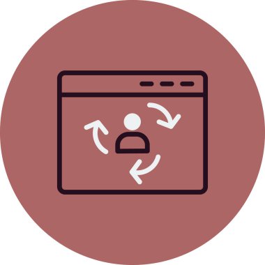 Ziyaretçi simgesi iade ediliyor. Dijital Pazarlama kavramı. Taslak tarzı. Vektör. Beyaz arkaplanda izole et.