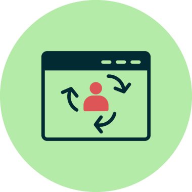 Ziyaretçi simgesi iade ediliyor. Dijital Pazarlama kavramı. Taslak tarzı. Vektör. Beyaz arkaplanda izole et.