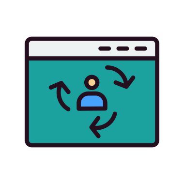 Ziyaretçi simgesi iade ediliyor. Dijital Pazarlama kavramı. Taslak tarzı. Vektör. Beyaz arkaplanda izole et.