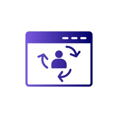 Ziyaretçi simgesi iade ediliyor. Dijital Pazarlama kavramı. Taslak tarzı. Vektör. Beyaz arkaplanda izole et.