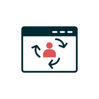 Ziyaretçi simgesi iade ediliyor. Dijital Pazarlama kavramı. Taslak tarzı. Vektör. Beyaz arkaplanda izole et.