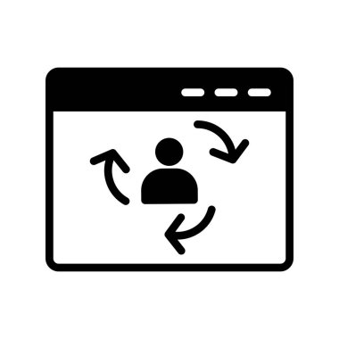 Ziyaretçi simgesi iade ediliyor. Dijital Pazarlama kavramı. Taslak tarzı. Vektör. Beyaz arkaplanda izole et.