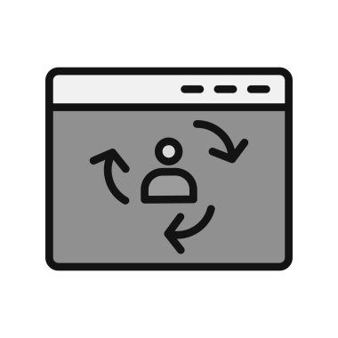 Ziyaretçi simgesi iade ediliyor. Dijital Pazarlama kavramı. Taslak tarzı. Vektör. Beyaz arkaplanda izole et.